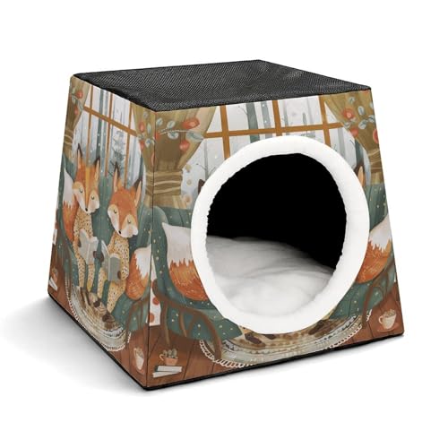 YJWANDO Capsule Pet Nest, Two Füchse are Reading Print Cozy Space Capsule Design Pet Bed Capsule Pet Bed Small Pet Bed Ideal for Small Cats and Dogs YJWANDO Capsule Pet Nest, Two Füchse are Reading Print Cozy Space Capsule Design Pet Bed Capsule Pet Bed Small Pet Bed Ideal for Small Cats and Dogs von YJWANDO