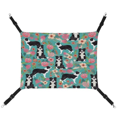 YJWANDO Haustier-Hängematte, Border Collie Blumendruck, bequeme Haustierhängematte, atmungsaktives Segeltuch, Haustierbett für Katzen und kleine Hunde, verstellbar und tragbar YJWANDO Haustier-Hängematte, Border Collie Blumendruck, bequeme Haustierhängematte, atmungsaktives Segeltuch, Haustierbett für Katzen und kleine Hunde, verstellbar und tragbar von YJWANDO