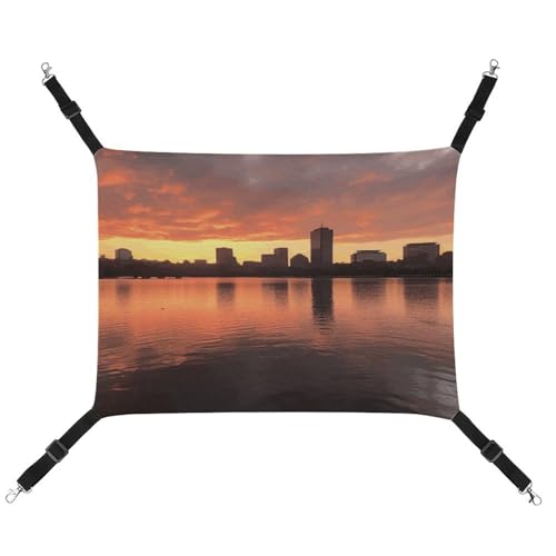 YJWANDO Haustier-Hängematte, Boston Charles River City Skyline Sonnenuntergang Druck, bequeme Haustierhängematte, atmungsaktives Segeltuch, Haustierbett für Katzen und kleine Hunde, verstellbar und YJWANDO Haustier-Hängematte, Boston Charles River City Skyline Sonnenuntergang Druck, bequeme Haustierhängematte, atmungsaktives Segeltuch, Haustierbett für Katzen und kleine Hunde, verstellbar und von YJWANDO