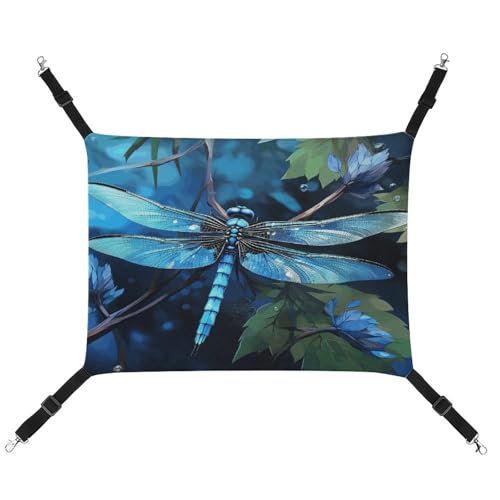 YJWANDO Haustier-Hängematte, Kunst-Blauer Libellen-Druck, bequeme Haustier-Hängematte, atmungsaktives Segeltuch, Haustierbett für Katzen und kleine Hunde, verstellbar und tragbar YJWANDO Haustier-Hängematte, Kunst-Blauer Libellen-Druck, bequeme Haustier-Hängematte, atmungsaktives Segeltuch, Haustierbett für Katzen und kleine Hunde, verstellbar und tragbar von YJWANDO