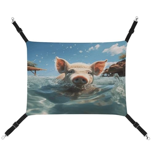 YJWANDO Haustier-Hängematte, Schweine-Schwimmbad-Druck, bequeme Haustier-Hängematte, atmungsaktives Segeltuch, Haustierbett für Katzen und kleine Hunde, verstellbar und tragbar YJWANDO Haustier-Hängematte, Schweine-Schwimmbad-Druck, bequeme Haustier-Hängematte, atmungsaktives Segeltuch, Haustierbett für Katzen und kleine Hunde, verstellbar und tragbar von YJWANDO