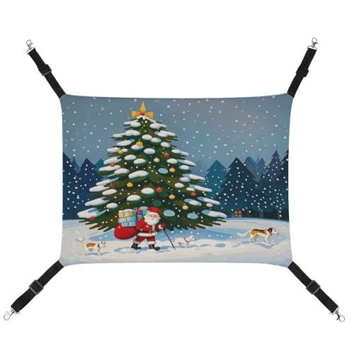 YJWANDO Haustier-Hängematte, Weihnachtsmann unterwegs, bedruckt, bequeme Haustierhängematte, atmungsaktives Segeltuch, Haustierbett für Katzen und kleine Hunde, verstellbar und tragbar YJWANDO Haustier-Hängematte, Weihnachtsmann unterwegs, bedruckt, bequeme Haustierhängematte, atmungsaktives Segeltuch, Haustierbett für Katzen und kleine Hunde, verstellbar und tragbar von YJWANDO