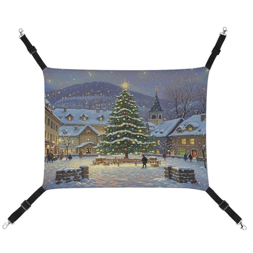YJWANDO Haustier-Hängematte, ländlicher Winterdruck, bequeme Haustierhängematte, atmungsaktives Segeltuch, Haustierbett für Katzen und kleine Hunde, verstellbar und tragbar YJWANDO Haustier-Hängematte, ländlicher Winterdruck, bequeme Haustierhängematte, atmungsaktives Segeltuch, Haustierbett für Katzen und kleine Hunde, verstellbar und tragbar von YJWANDO