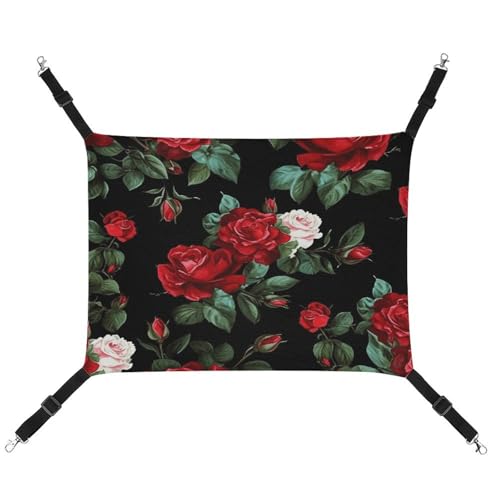 YJWANDO Haustier-Hängematte, schöner Rosen-Geschenkdruck, bequeme Haustier-Hängematte, atmungsaktives Segeltuch, Haustierbett für Katzen und kleine Hunde, verstellbar und tragbar YJWANDO Haustier-Hängematte, schöner Rosen-Geschenkdruck, bequeme Haustier-Hängematte, atmungsaktives Segeltuch, Haustierbett für Katzen und kleine Hunde, verstellbar und tragbar von YJWANDO