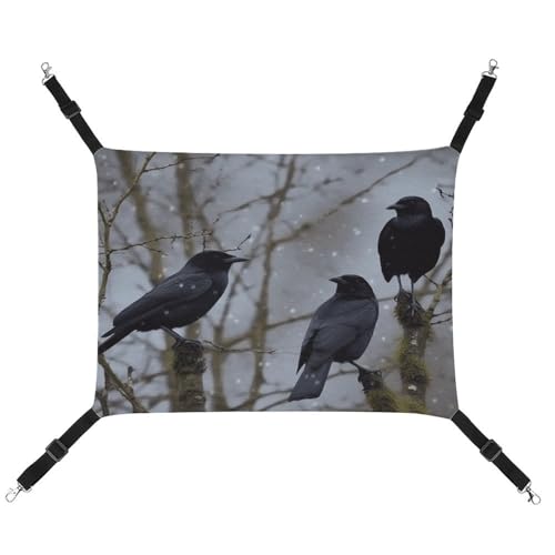 YJWANDO Haustier-Hängematte, schwarze Krähenvögel, bedruckt, bequeme Haustierhängematte, atmungsaktives Segeltuch, Haustierbett für Katzen und kleine Hunde, verstellbar und tragbar YJWANDO Haustier-Hängematte, schwarze Krähenvögel, bedruckt, bequeme Haustierhängematte, atmungsaktives Segeltuch, Haustierbett für Katzen und kleine Hunde, verstellbar und tragbar von YJWANDO