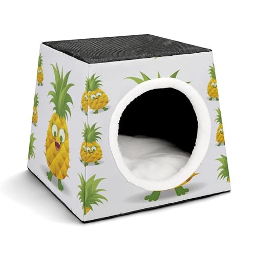 YJWANDO Kapsel-Haustiernest, Ananas-Druck, gemütliches Raumkapsel-Design, Haustierbett, kleines Haustierbett, ideal für kleine Katzen und Hunde YJWANDO Kapsel-Haustiernest, Ananas-Druck, gemütliches Raumkapsel-Design, Haustierbett, kleines Haustierbett, ideal für kleine Katzen und Hunde von YJWANDO