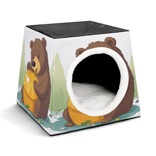YJWANDO Kapsel-Haustiernest, Bär frisst Honigdruck, gemütliches Weltraum-Kapsel-Design, Haustierbett, kleines Haustierbett, ideal für kleine Katzen und Hunde YJWANDO Kapsel-Haustiernest, Bär frisst Honigdruck, gemütliches Weltraum-Kapsel-Design, Haustierbett, kleines Haustierbett, ideal für kleine Katzen und Hunde von YJWANDO