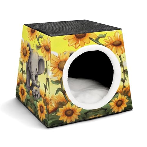 YJWANDO Kapsel-Haustiernest, Elefanten-Sonnenblumen-Druck, gemütliches Raumkapsel-Design, Haustierbett, Kapsel-Haustierbett, kleines Haustierbett, ideal für kleine Katzen und Hunde YJWANDO Kapsel-Haustiernest, Elefanten-Sonnenblumen-Druck, gemütliches Raumkapsel-Design, Haustierbett, Kapsel-Haustierbett, kleines Haustierbett, ideal für kleine Katzen und Hunde von YJWANDO