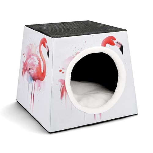 YJWANDO Kapsel-Haustiernest, Flamingo-Aquarelldruck, gemütliches Weltraumkapsel-Design, Haustierbett, kleines Haustierbett, ideal für kleine Katzen und Hunde YJWANDO Kapsel-Haustiernest, Flamingo-Aquarelldruck, gemütliches Weltraumkapsel-Design, Haustierbett, kleines Haustierbett, ideal für kleine Katzen und Hunde von YJWANDO