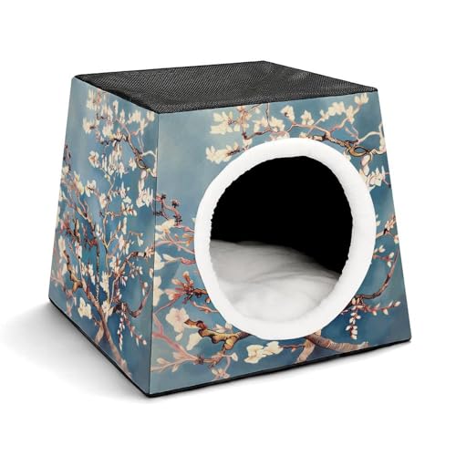 YJWANDO Kapsel-Haustiernest, Mandelblüten-Druck, gemütliches Raumkapsel-Design, Haustierbett, Kapsel-Haustierbett, kleines Haustierbett, ideal für kleine Katzen und Hunde YJWANDO Kapsel-Haustiernest, Mandelblüten-Druck, gemütliches Raumkapsel-Design, Haustierbett, Kapsel-Haustierbett, kleines Haustierbett, ideal für kleine Katzen und Hunde von YJWANDO