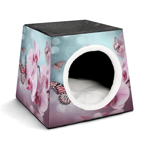 YJWANDO Kapsel-Haustiernest, Orchidee, Blume, Schmetterling, Druck, gemütliches Weltraum-Kapsel-Design, Haustierbett, kleines Haustierbett, ideal für kleine Katzen und Hunde YJWANDO Kapsel-Haustiernest, Orchidee, Blume, Schmetterling, Druck, gemütliches Weltraum-Kapsel-Design, Haustierbett, kleines Haustierbett, ideal für kleine Katzen und Hunde von YJWANDO