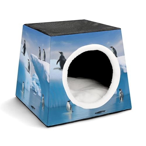 YJWANDO Kapsel-Haustiernest, Pinguine auf dem Eisberg-Druck, gemütliches Raumkapsel-Design, Haustierbett, Kapsel-Haustierbett, kleines Haustierbett, ideal für kleine Katzen und Hunde YJWANDO Kapsel-Haustiernest, Pinguine auf dem Eisberg-Druck, gemütliches Raumkapsel-Design, Haustierbett, Kapsel-Haustierbett, kleines Haustierbett, ideal für kleine Katzen und Hunde von YJWANDO