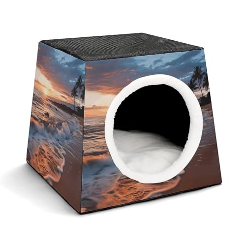 YJWANDO Kapsel-Haustiernest, Strand, Meer, Wellen, Wolken, Druck, gemütlich, Weltraum-Kapsel-Design, Haustierbett, Kapsel-Haustierbett, kleines Haustierbett, ideal für kleine Katzen und Hunde YJWANDO Kapsel-Haustiernest, Strand, Meer, Wellen, Wolken, Druck, gemütlich, Weltraum-Kapsel-Design, Haustierbett, Kapsel-Haustierbett, kleines Haustierbett, ideal für kleine Katzen und Hunde von YJWANDO