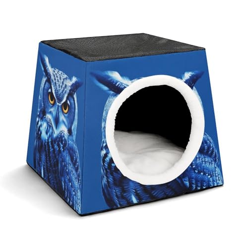 YJWANDO Kapsel-Haustiernest, blauer Eulen-Druck, gemütliches Raumkapsel-Design, Haustierbett, Kapsel-Haustierbett, kleines Haustierbett, ideal für kleine Katzen und Hunde YJWANDO Kapsel-Haustiernest, blauer Eulen-Druck, gemütliches Raumkapsel-Design, Haustierbett, Kapsel-Haustierbett, kleines Haustierbett, ideal für kleine Katzen und Hunde von YJWANDO