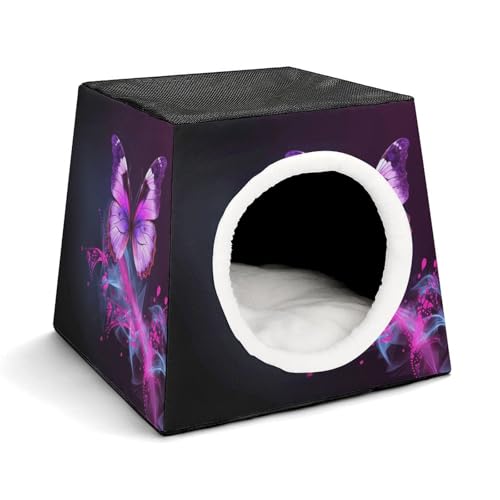 YJWANDO Kapsel-Haustiernest, lila Schmetterlings-Druck, gemütliches Weltraumkapsel-Design, Haustierbett, Kapsel-Haustierbett, kleines Haustierbett, ideal für kleine Katzen und Hunde YJWANDO Kapsel-Haustiernest, lila Schmetterlings-Druck, gemütliches Weltraumkapsel-Design, Haustierbett, Kapsel-Haustierbett, kleines Haustierbett, ideal für kleine Katzen und Hunde von YJWANDO