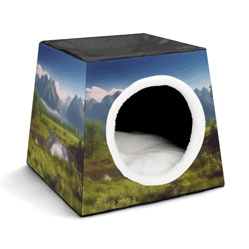 YJWANDO Kapsel-Haustiernest, schöner Landschaftsdruck, gemütliches Raumkapsel-Design, Haustierbett, kleines Haustierbett, ideal für kleine Katzen und Hunde YJWANDO Kapsel-Haustiernest, schöner Landschaftsdruck, gemütliches Raumkapsel-Design, Haustierbett, kleines Haustierbett, ideal für kleine Katzen und Hunde von YJWANDO