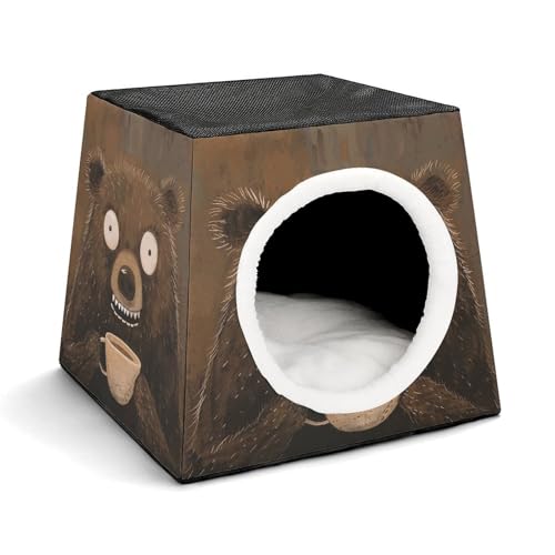 YJWANDO Kapsel-Haustiernest, weißer Zahn und Bären-Druck, gemütliches Raumkapsel-Design, Haustierbett, Kapsel-Haustierbett, kleines Haustierbett, ideal für kleine Katzen und Hunde YJWANDO Kapsel-Haustiernest, weißer Zahn und Bären-Druck, gemütliches Raumkapsel-Design, Haustierbett, Kapsel-Haustierbett, kleines Haustierbett, ideal für kleine Katzen und Hunde von YJWANDO
