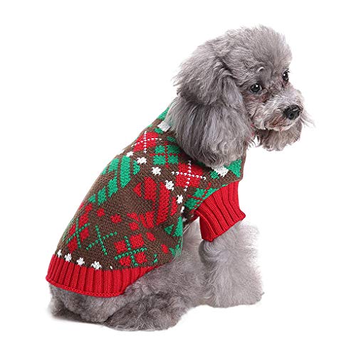 YJZQ Haustier Hundepullover Weihnachten Hundemantel Herbstmantel Winter Hundebekleidung Warme Pullover Mantel Welpen Kostüm für kleine und mittlere Hunde von YJZQ