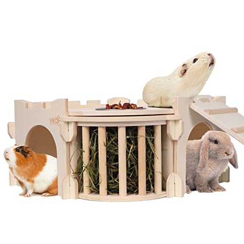 Großes Meerschweinchenschloss Naturholz Hasenhaus mit Leiter und Heufutterstation Kleintierversteck für Kaninchen Meerschweinchen Igel Chinchilla Großes Meerschweinchenschloss Naturholz Hasenhaus mit Leiter und Heufutterstation Kleintierversteck für Kaninchen Meerschweinchen Igel Chinchilla von YKD