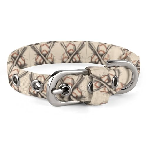 Hundehalsband, handgezeichnetes Baseballschläger und Balldruck, Haustierhalsband, verstellbar, weich, Hundehalsbänder für mittelgroße und kleine Hunde mit Sicherheitsverschluss Hundehalsband, handgezeichnetes Baseballschläger und Balldruck, Haustierhalsband, verstellbar, weich, Hundehalsbänder für mittelgroße und kleine Hunde mit Sicherheitsverschluss von YKHESA