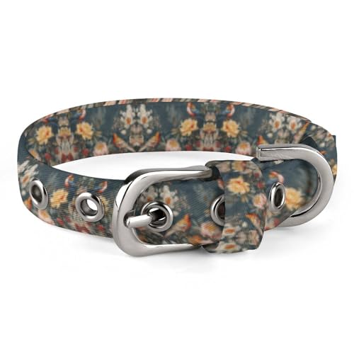 YKHESA Hundehalsband mit Blumen- und Vogel-Aufdruck, verstellbar, weich, Hundehalsbänder für mittelgroße und kleine Hunde, mit Sicherheitsverriegelung YKHESA Hundehalsband mit Blumen- und Vogel-Aufdruck, verstellbar, weich, Hundehalsbänder für mittelgroße und kleine Hunde, mit Sicherheitsverriegelung von YKHESA