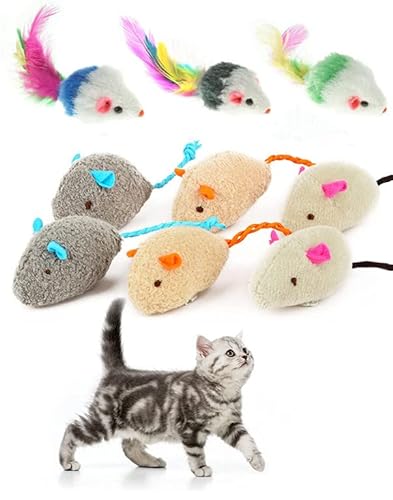 9 Stück Mäuse Spielzeug，Katzenspielzeug Set ，für Katzenmaus, reizendes kleines Kätzchen, interaktives Spiel von YKKJ