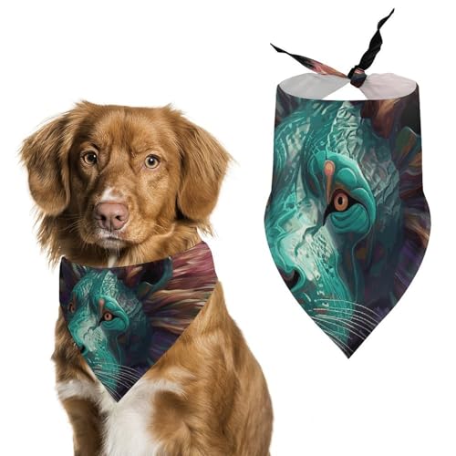 Abstrakter 3D-Kunst-Löwen-Druck, Haustier-Schal, Polyester, Dreieck-Schal, Einheitsgröße (70,1 x 30 cm) von YKLBV