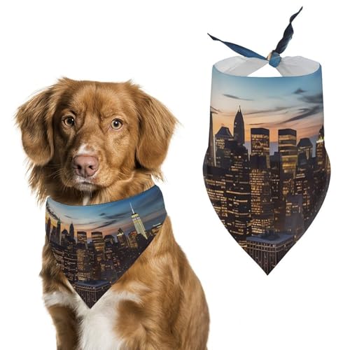 Bedruckter Haustier-Schal, Motiv: New York City Landschaft, Polyester, Dreieckstuch – Einheitsgröße (70,1 x 30 cm) von YKLBV