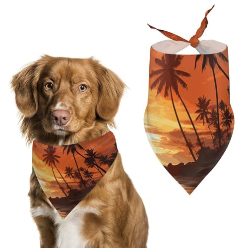 Bedruckter Haustier-Schal, Motiv: Palme, Sonnenuntergang, Polyester, Dreieckstuch – Einheitsgröße (70,1 x 30 cm) von YKLBV