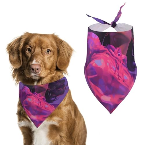 Bedruckter Haustier-Schal, Polyester, Dreieckstuch – Einheitsgröße (70,1 x 30 cm), Violett und Rosa von YKLBV