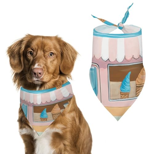 Bedruckter Haustier-Schal für den Sommer, Strand, Eiswagen, Polyester, Dreieckstuch – Einheitsgröße (70,1 x 30 cm) von YKLBV