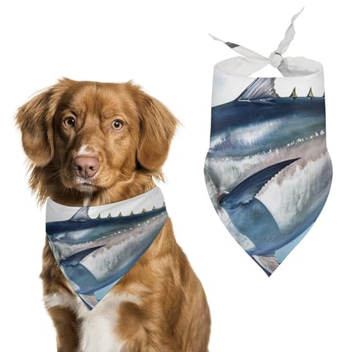 Bedruckter Haustier-Schal mit Thunfisch-Thunnus-Motiv, Polyester, Dreieckstuch – Einheitsgröße (70,1 x 30 cm) von YKLBV