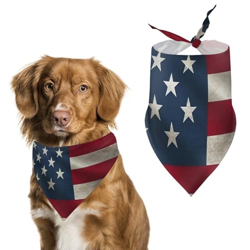 Bedruckter Haustier-Schal mit amerikanischer Flagge, Polyester, Dreieckstuch – Einheitsgröße (70,1 x 30 cm) von YKLBV