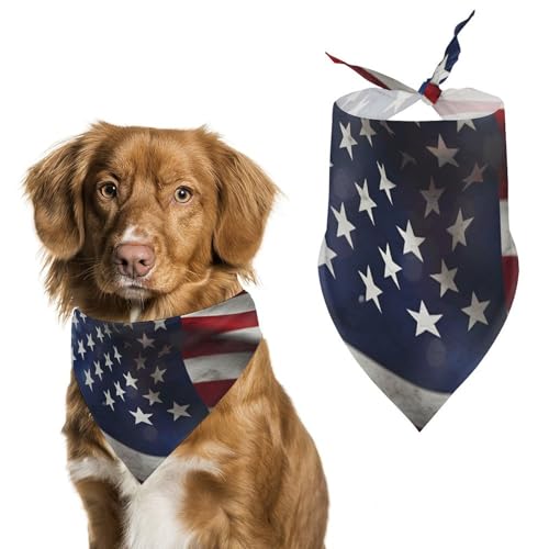 Bedruckter Haustierschal mit USA-Flagge, Polyester, Dreieckstuch – Einheitsgröße (70,1 x 30 cm) von YKLBV