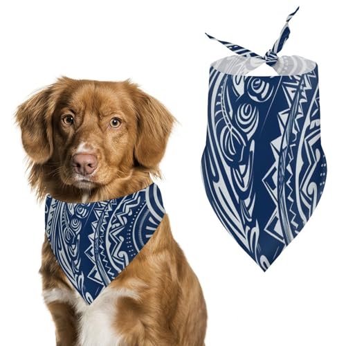 Blauer polynesischer Maori-Stammesmuster-Haustier-Schal, Polyester, Dreieckstuch – Einheitsgröße (70,1 x 30 cm) von YKLBV