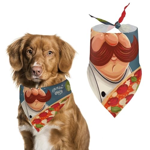 Chef Pizza bedruckter Haustier-Schal, Polyester, Dreieckstuch – Einheitsgröße (70,1 x 30 cm) von YKLBV