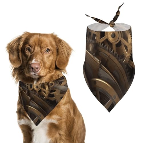 Cooles Steampunk-Gears-Haustier-Schal, bedruckt, Polyester, Dreieckstuch – Einheitsgröße (70,1 x 30 cm) von YKLBV