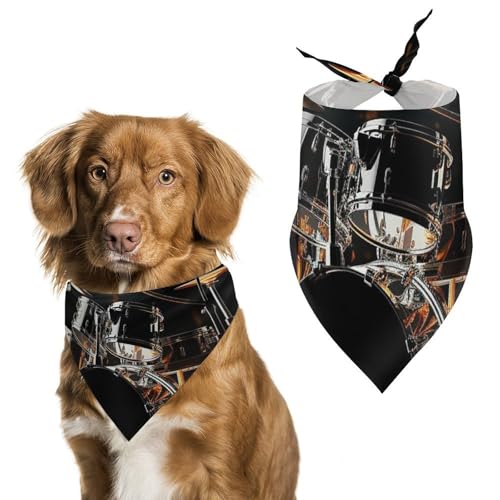 Drummer bedruckter Haustier-Schal, Polyester, Dreieckstuch – Einheitsgröße (70,1 x 30 cm) von YKLBV