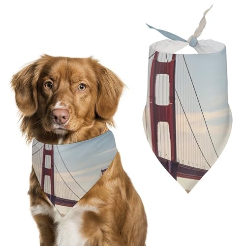 Golden Gate Bridge bedruckter Haustier-Schal, Polyester, Dreieckstuch – Einheitsgröße (70,1 x 30 cm) von YKLBV