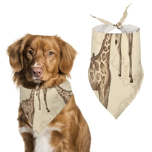 Handgezeichneter Giraffen-bedruckter Haustier-Schal, Polyester, Dreieckstuch – Einheitsgröße (70,1 x 30 cm) von YKLBV