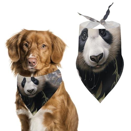 Haustier-Schal, Motiv: Panda mit Blume, Polyester, Dreieckstuch – Einheitsgröße (70,1 x 30 cm) von YKLBV