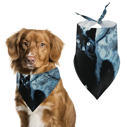 Haustier-Schal, Motiv: schwarze Katze auf Baum, Polyester, Dreieckstuch – Einheitsgröße (70,1 x 30 cm) von YKLBV