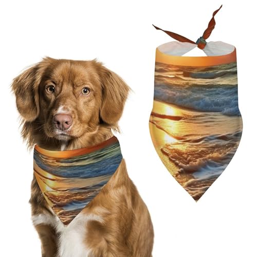 Haustier-Schal, bedruckt, Motiv: Strand, Meerwasser, Polyester, Dreieckstuch – Einheitsgröße (70,1 x 30 cm) von YKLBV