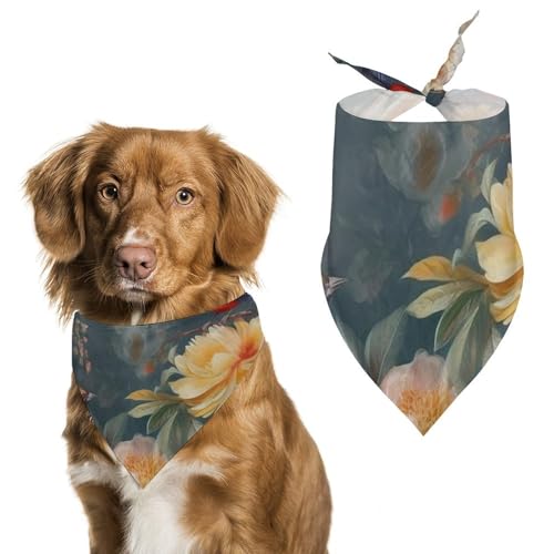 Haustier-Schal mit Blumenmotiv und Vögeln, Polyester, Dreieckstuch – Einheitsgröße (70,1 x 30 cm) von YKLBV