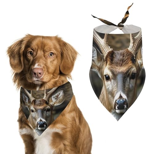 Haustier-Schal mit Camouflage-Hirsch-Motiv, Polyester, Dreieckstuch – Einheitsgröße (70,1 x 30 cm) von YKLBV