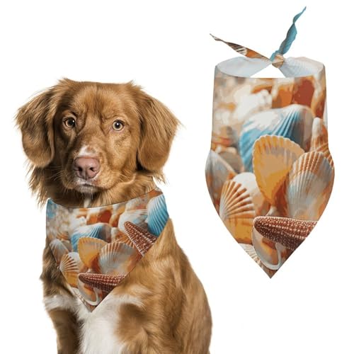 Haustier-Schal mit Muscheln und Seestern, bedruckt, Polyester, Dreieckstuch – Einheitsgröße (70,1 x 30 cm) von YKLBV