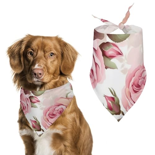 Haustier-Schal mit Rosen-Blumenmuster, Polyester, Dreieckstuch – Einheitsgröße (70,1 x 30 cm) von YKLBV