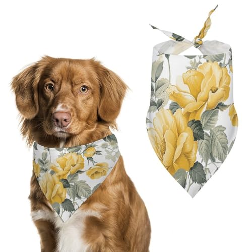 Haustier-Schal mit gelben und weißen Blumen, Polyester, Dreieckstuch – Einheitsgröße (70,1 x 30 cm) von YKLBV