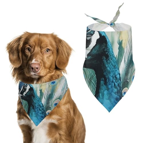 Haustier-Schal mit süßem Pfauenmuster, Polyester, Dreieckstuch – Einheitsgröße (70,1 x 30 cm) von YKLBV