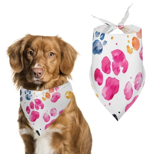 Hundepfoten-bedruckter Haustier-Schal, Polyester, Dreieckstuch – Einheitsgröße (70,1 x 30 cm) von YKLBV